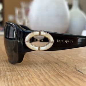 Kate Spade Pearl Rectangular Wrap Sunglasses, Black